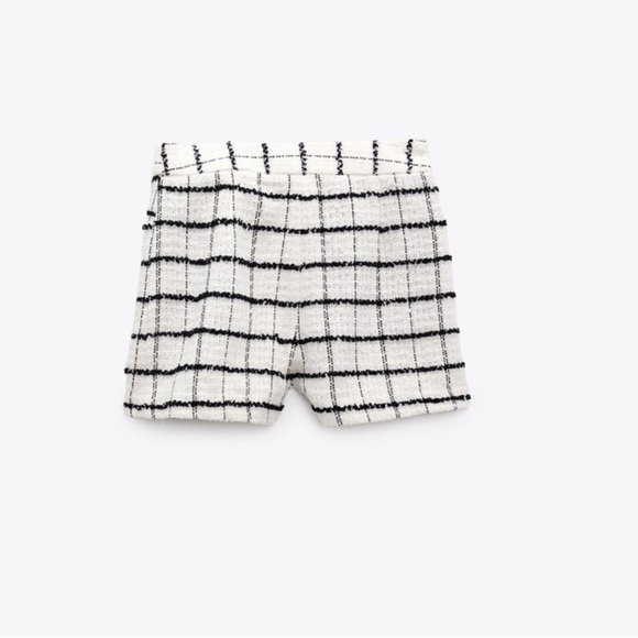 ZARA SET TEXTURED WEAVE PLAID CROPPED JACKET AND SHORTS - Picture 11 of 12